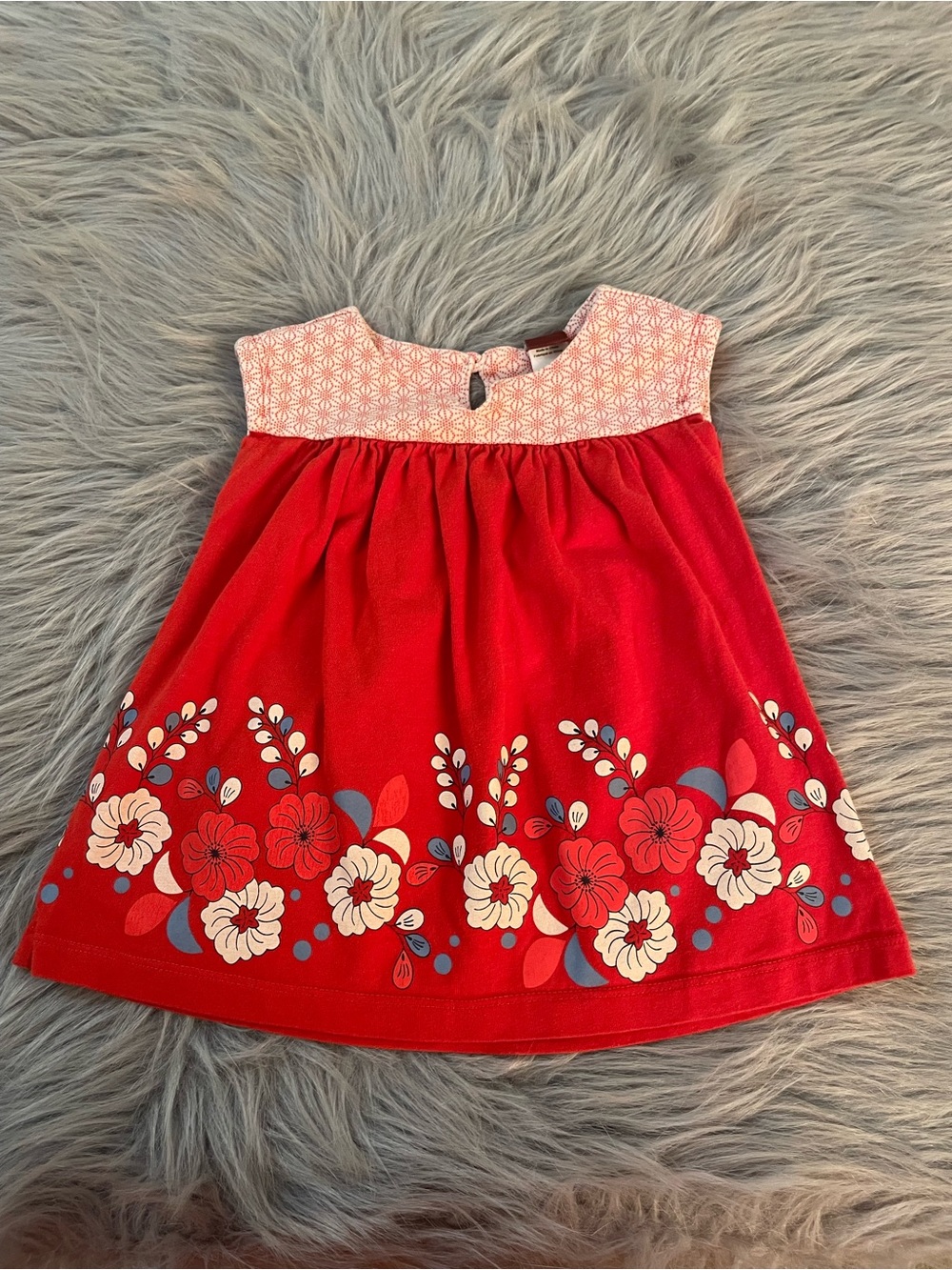 🛍️Girls' Red Floral Border Dress